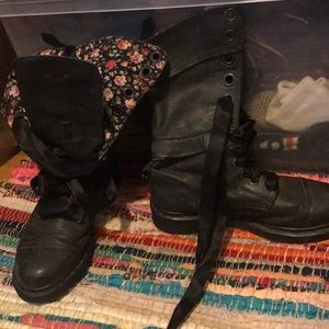 Dr. Martens Combat boots w floral inside.